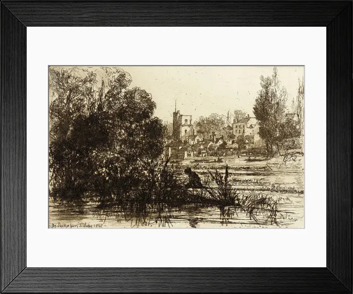 Framed Print : Twickenham Church, 1865. Creator: Francis Seymour Haden Framed Print : Twickenham Church, 1865. Creator: Francis Seymour Haden