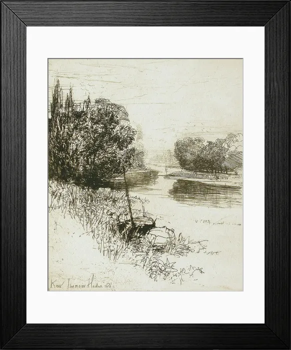 Framed Print : Kew Ait, 1864. Creator: Francis Seymour Haden Framed Print : Kew Ait, 1864. Creator: Francis Seymour Haden