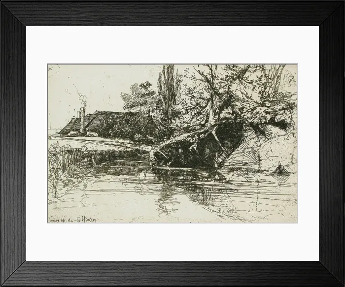 Framed Print : The Moat House, 1865. Creator: Francis Seymour Haden Framed Print : The Moat House, 1865. Creator: Francis Seymour Haden