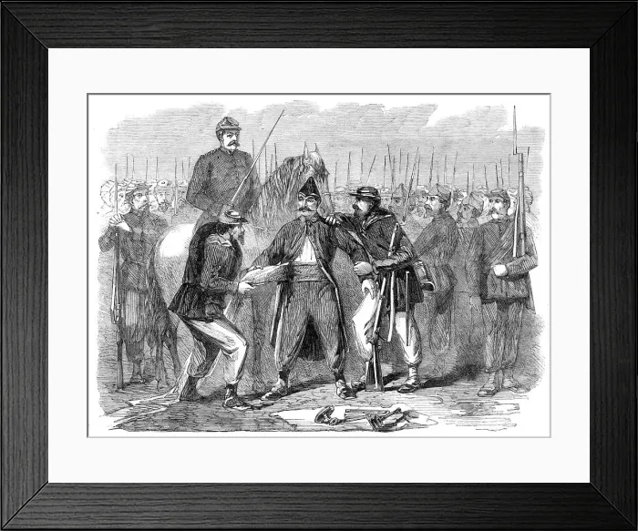 Framed Print : Searching Neapolitan prisoners at St. Angelo - from a sketch by our special artist, Frank... 1860. Creator: Unknown Framed Print : Searching Neapolitan prisoners at St. Angelo - from a sketch by our special artist, Frank... 1860. Creator: Unknown