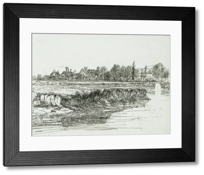 Framed Print : Sonning Bank, 1865. Creator: Francis Seymour Haden Framed Print : Sonning Bank, 1865. Creator: Francis Seymour Haden