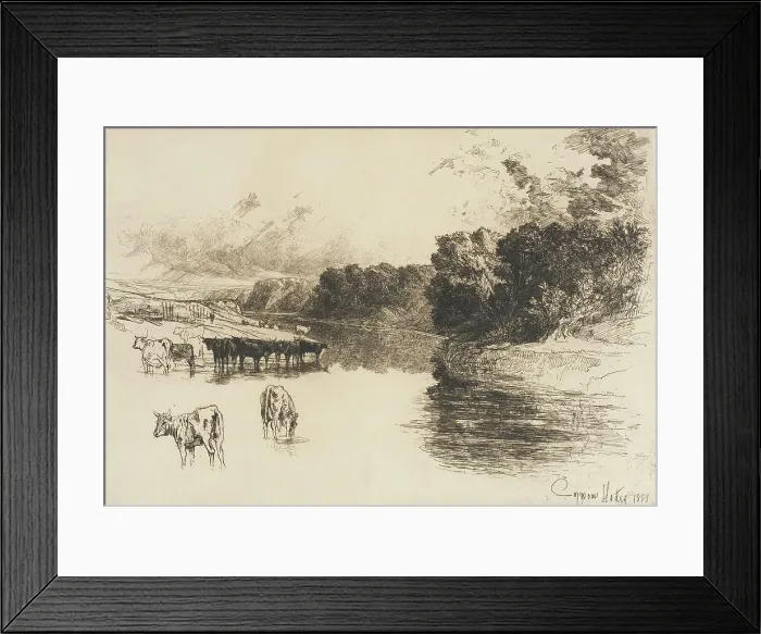 Framed Print : A Lancashire River, 1881. Creator: Francis Seymour Haden Framed Print : A Lancashire River, 1881. Creator: Francis Seymour Haden