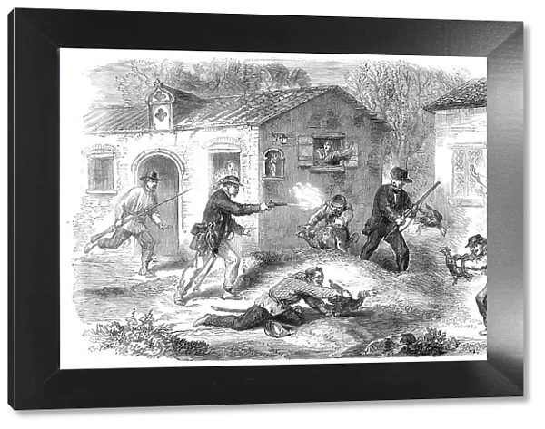 Breakfast-hunting at Roccapalumba, a Sicilian village - from a sketch by our special artist, 1860. Creator: Unknown