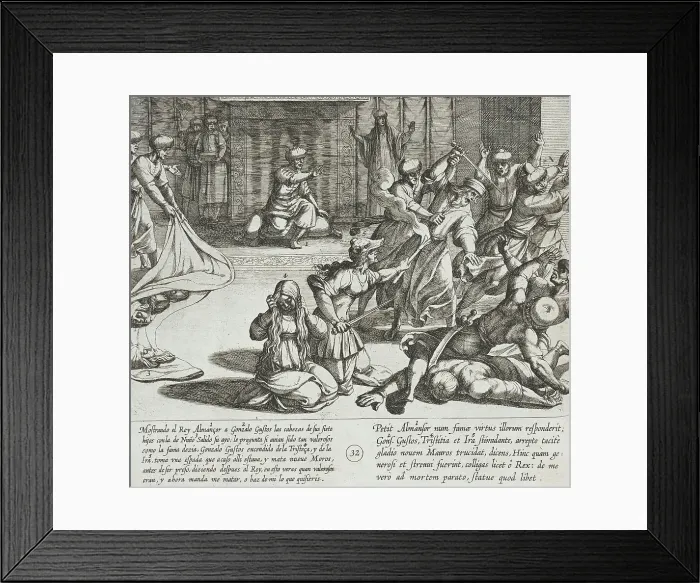 Framed Print : In Revenge, Gonzalo Gustos Slays Nine Moors, 1612. Creator: Antonio Tempesta Framed Print : In Revenge, Gonzalo Gustos Slays Nine Moors, 1612. Creator: Antonio Tempesta