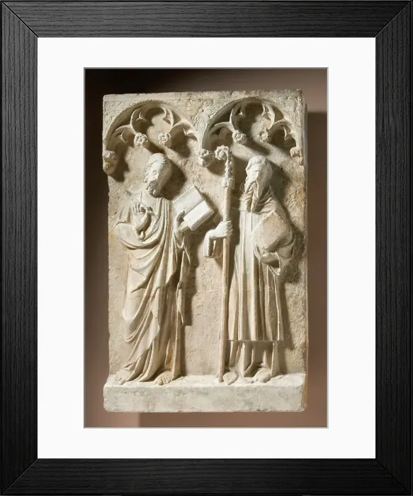 Framed Print : Two Standing Saints in Niches, With modern restoration at bottom. Creator: Unknown Framed Print : Two Standing Saints in Niches, With modern restoration at bottom. Creator: Unknown