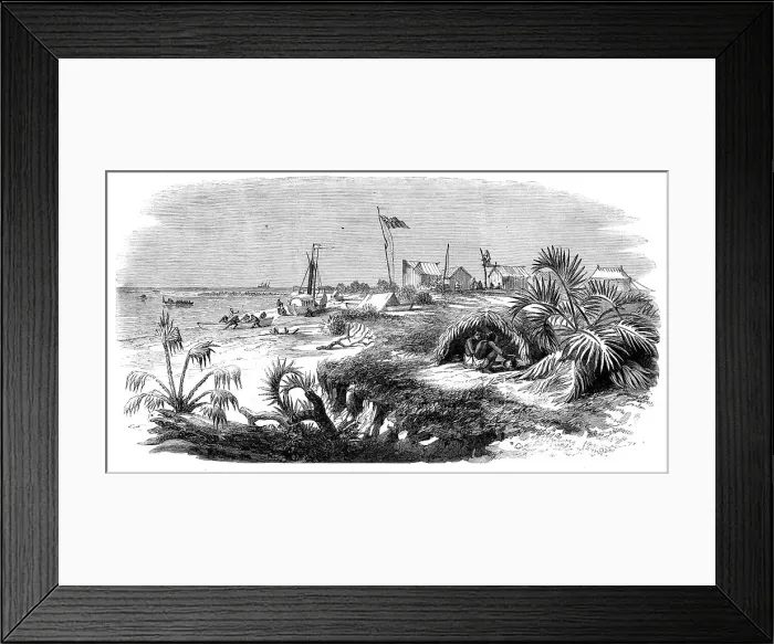 Framed Print : The Livingstone Expedition in Africa - Dr. Livingstone's station [on] the Kongone River... 1860. Creator: Unknown