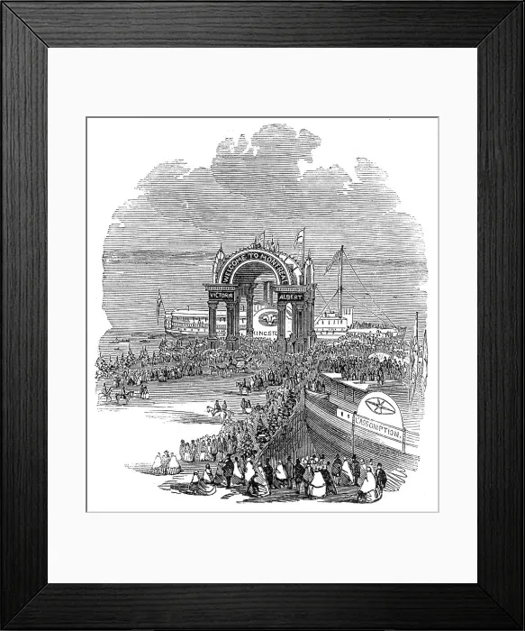 Framed Print : The Prince of Wales at Montreal - Pavilion on the Quay - the Prince landing, 1860. Creator: Unknown Framed Print : The Prince of Wales at Montreal - Pavilion on the Quay - the Prince landing, 1860. Creator: Unknown