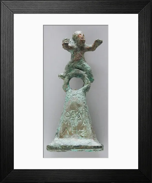 Framed Print : Winged Cupid Figurine on a Pyramidial Base, Roman Period (30 BCE-395 CE) or later. Creator: Unknown Framed Print : Winged Cupid Figurine on a Pyramidial Base, Roman Period (30 BCE-395 CE) or later. Creator: Unknown