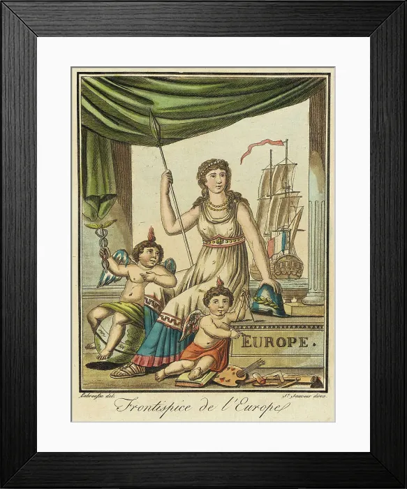 Framed Print : Costumes de Différent Pays, Frontispice de l'Europe, c1797. Creators: Jacques Grasset de Saint-Sauveur, LF Labrousse Framed Print : Costumes de Différent Pays, Frontispice de l'Europe, c1797. Creators: Jacques Grasset de Saint-Sauveur, LF Labrousse