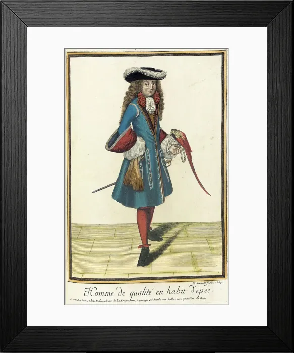 Framed Print : Recueil des modes de la cour de France, Homme de Qualité en Habit d'Épée, 1687. Creator: Nicolas Arnoult Framed Print : Recueil des modes de la cour de France, Homme de Qualité en Habit d'Épée, 1687. Creator: Nicolas Arnoult