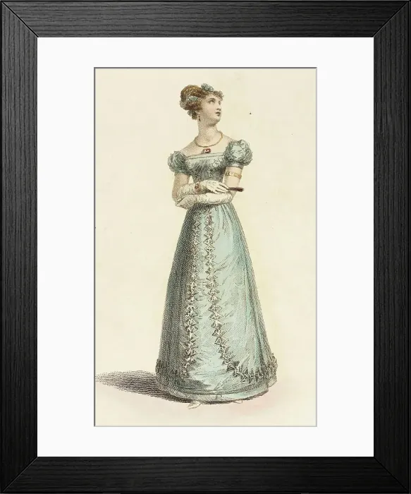 Framed Print : Fashion Plate (Dinner Dress), 1825. Creator: Rudolph Ackermann Framed Print : Fashion Plate (Dinner Dress), 1825. Creator: Rudolph Ackermann