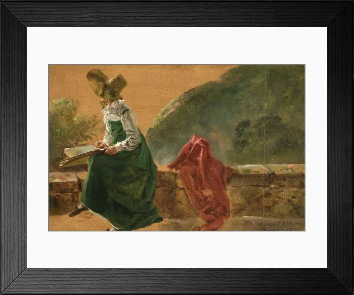 Framed Print : Princess Caroline Amalie Sketching in Naples. Study, 1820. Creator: Johan Christian Dahl Framed Print : Princess Caroline Amalie Sketching in Naples. Study, 1820. Creator: Johan Christian Dahl