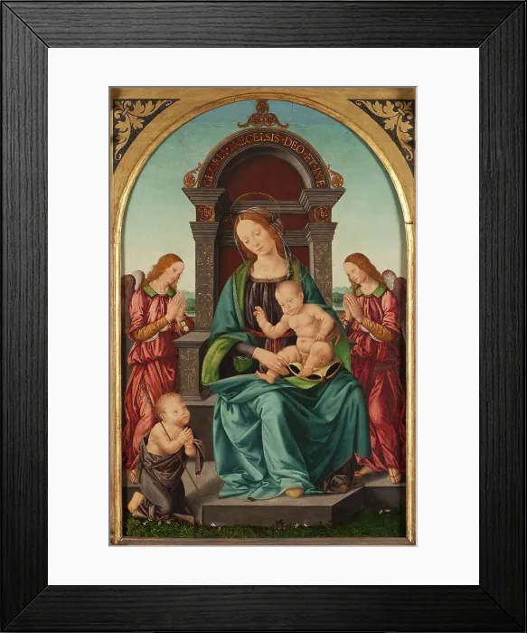 Framed Print : Madonna and Child with the Infant St John and Angels. Creator: Lorenzo di Credi Framed Print : Madonna and Child with the Infant St John and Angels. Creator: Lorenzo di Credi