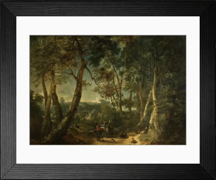 Framed Print : Landscape with High Trees near a Ravine. Creator: Philips Augustijn Immenraet Framed Print : Landscape with High Trees near a Ravine. Creator: Philips Augustijn Immenraet