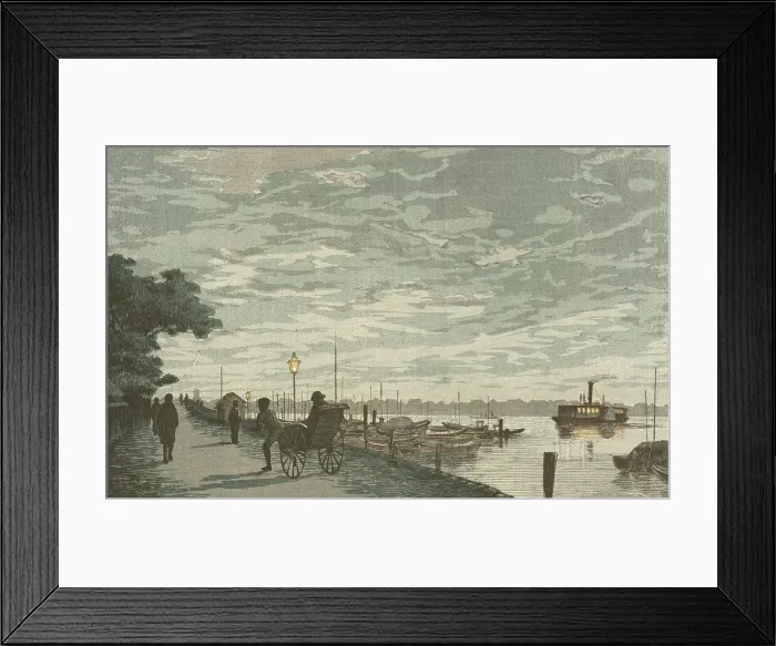 Framed Print : Riverbank, Kakigaracho, Published in 1881. Creator: Inoue Yasuji Framed Print : Riverbank, Kakigaracho, Published in 1881. Creator: Inoue Yasuji