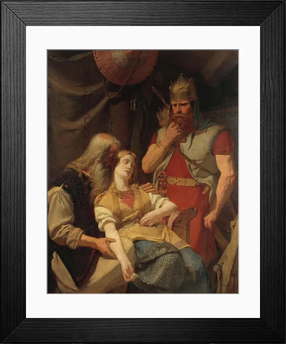Framed Print : Ingeborg Receiving News of Hjalmar's Death from Orvar Odd, 1859. Creator: Johan August Malmström Framed Print : Ingeborg Receiving News of Hjalmar's Death from Orvar Odd, 1859. Creator: Johan August Malmström