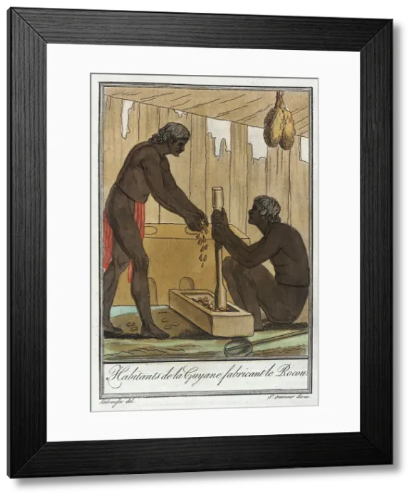 Framed Print : Costumes de Différents Pays, Habitants de la Guyane Fabricant le Rocou, c1797. Creators: Jacques Grasset de Saint-Sauveur, LF Labrousse Framed Print : Costumes de Différents Pays, Habitants de la Guyane Fabricant le Rocou, c1797. Creators: Jacques Grasset de Saint-Sauveur, LF Labrousse
