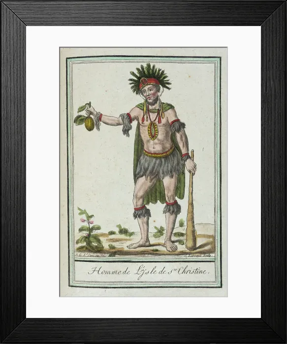 Framed Print : Costumes de Differents Pays, Homme de l'Isle de Ste. Christine, c1797. Creators: Jacques Grasset de Saint-Sauveur, LF Labrousse Framed Print : Costumes de Differents Pays, Homme de l'Isle de Ste. Christine, c1797. Creators: Jacques Grasset de Saint-Sauveur, LF Labrousse