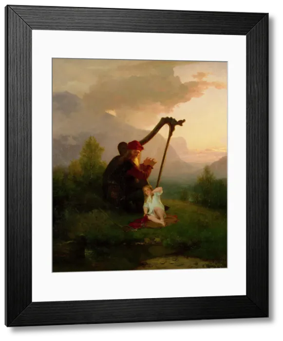 Framed Print : King Heimer and Aslög, 1856. Creator: Johan August Malmström Framed Print : King Heimer and Aslög, 1856. Creator: Johan August Malmström