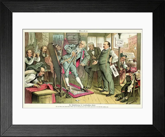 Framed Print : Cartoon from Puck, between 1880 and 1889. Creators: Joseph Keppler, Bernhard Gillam Framed Print : Cartoon from Puck, between 1880 and 1889. Creators: Joseph Keppler, Bernhard Gillam