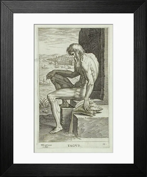Framed Print : Tagus, 1586. Creator: Philip Galle Framed Print : Tagus, 1586. Creator: Philip Galle