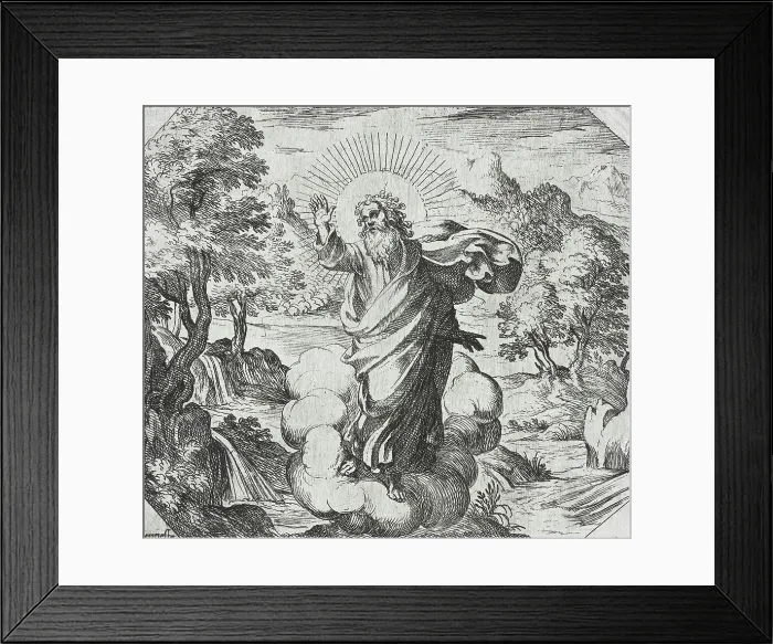 Framed Print : God Creating Plants and Trees, c1600. Creator: Antonio Tempesta Framed Print : God Creating Plants and Trees, c1600. Creator: Antonio Tempesta