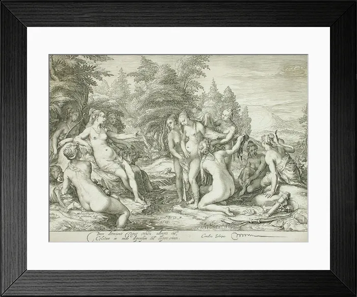 Framed Print : Diana and Callisto, 1599. Creator: Jan Saenredam Framed Print : Diana and Callisto, 1599. Creator: Jan Saenredam