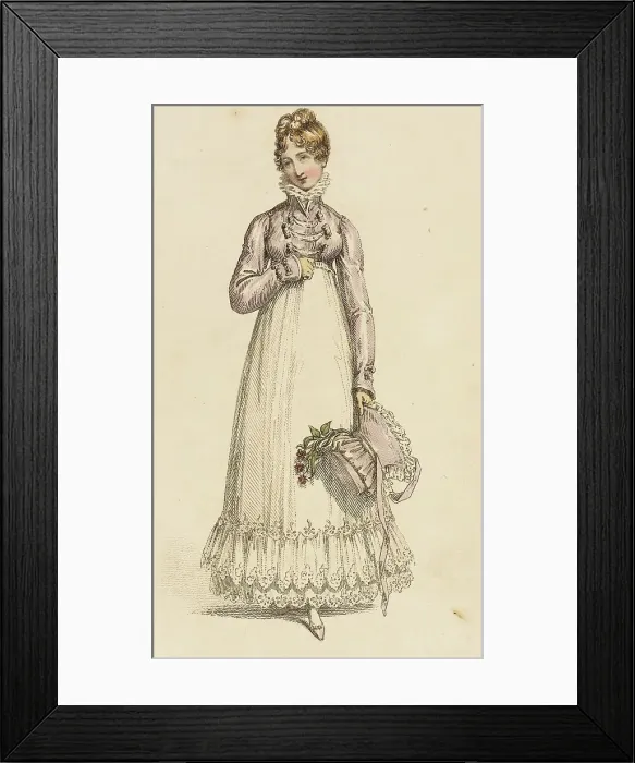 Framed Print : Fashion Plate (Walking Dress), 1817. Creator: Rudolph Ackermann Framed Print : Fashion Plate (Walking Dress), 1817. Creator: Rudolph Ackermann