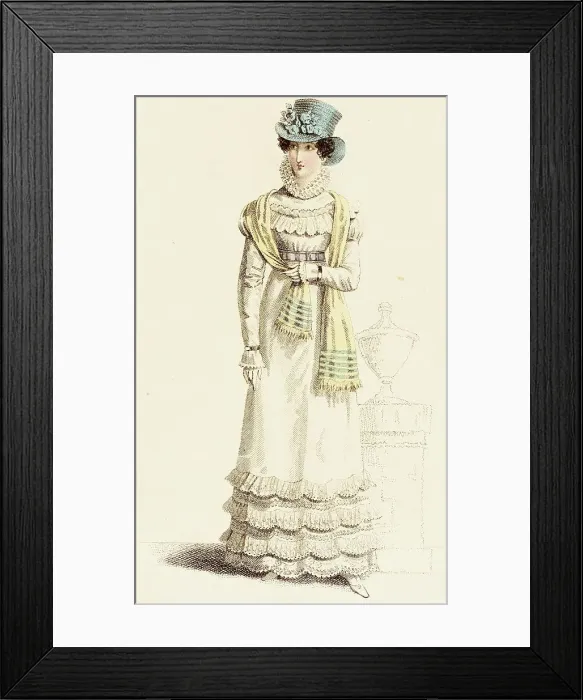 Framed Print : Fashion Plate (Parisian Walking Dress), c1824. Creator: Unknown Framed Print : Fashion Plate (Parisian Walking Dress), c1824. Creator: Unknown