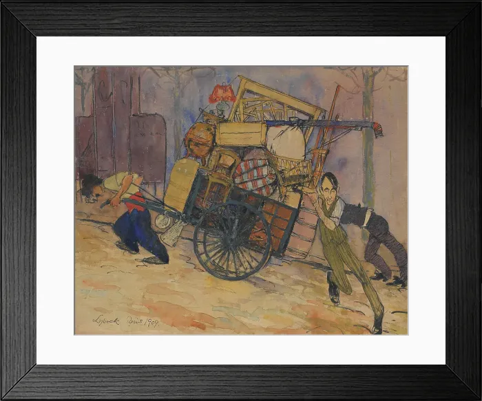 Framed Print : The artist Carl Frisendahl's move in Montparnasse, Paris, 1909. Creator: Bertil Lybeck