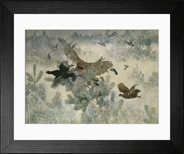 Framed Print : Hawk and Black-Game, 1884. Creator: Bruno Liljefors Framed Print : Hawk and Black-Game, 1884. Creator: Bruno Liljefors