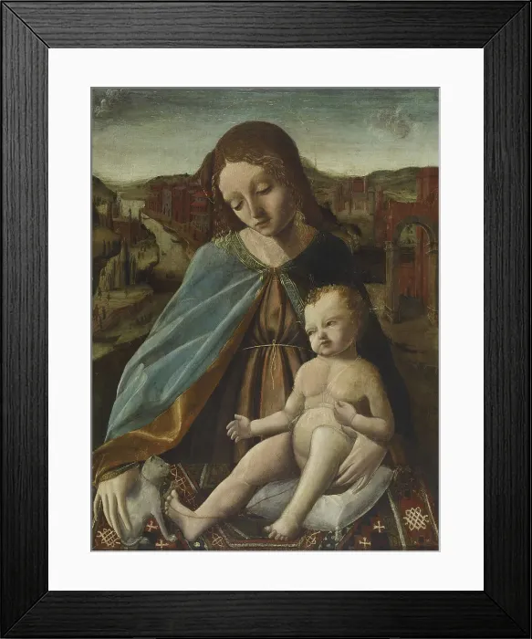 Framed Print : Madonna and Child with a Cat, c1490. Creator: Unknown Framed Print : Madonna and Child with a Cat, c1490. Creator: Unknown