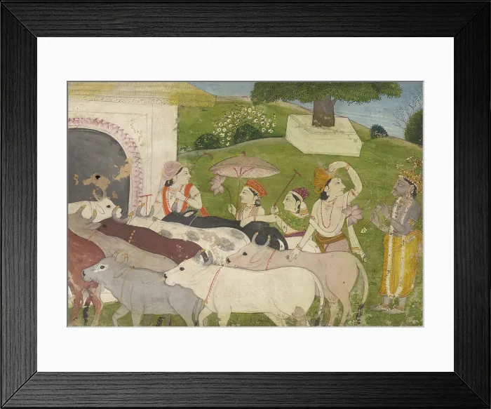 Framed Print : Krishna and the Cowherds, mid 19th century. Creator: Unknown Framed Print : Krishna and the Cowherds, mid 19th century. Creator: Unknown