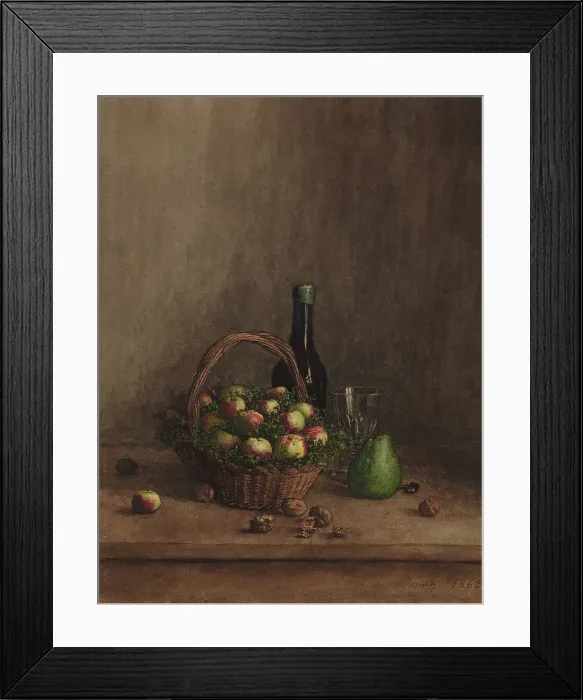 Framed Print : Still Life with Basket of Apples, 1863. Creator: Leon Bonvin Framed Print : Still Life with Basket of Apples, 1863. Creator: Leon Bonvin