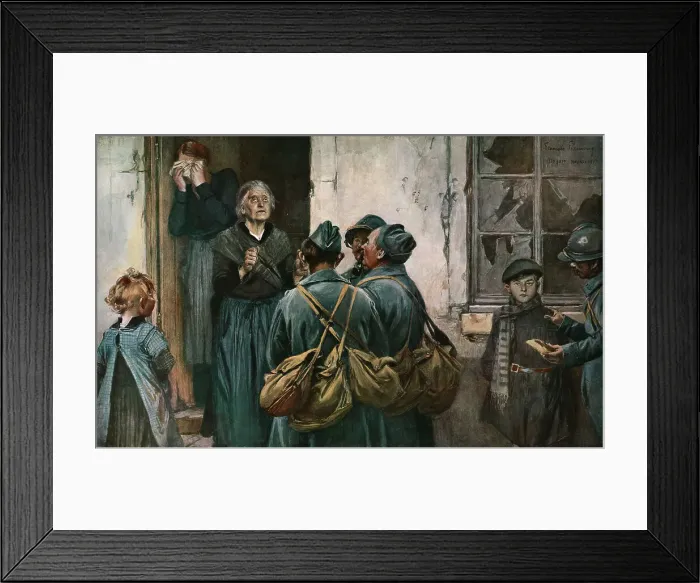Framed Print : Le Recit (Noyon, mars 1917), 1917. Creator: Francois Flameng Framed Print : Le Recit (Noyon, mars 1917), 1917. Creator: Francois Flameng