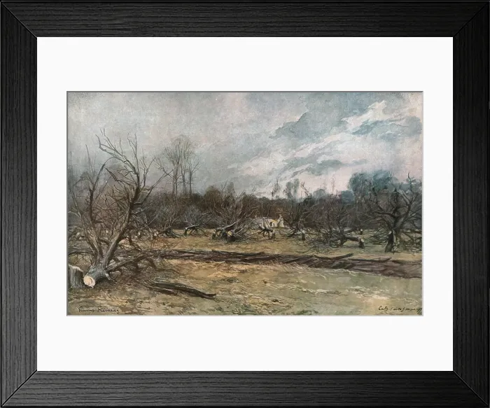 Framed Print : Les pommiers coupes a Cuts (Oise), 1917. Creator: Francois Flameng Framed Print : Les pommiers coupes a Cuts (Oise), 1917. Creator: Francois Flameng