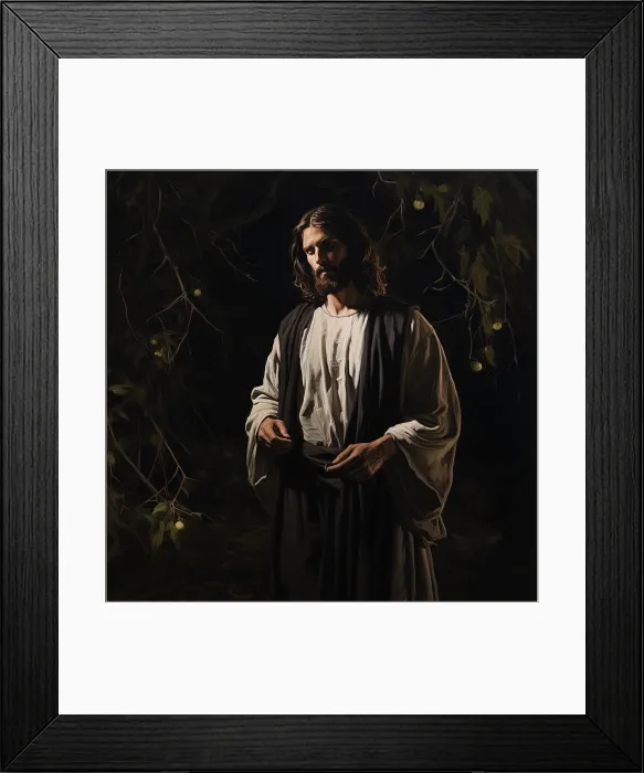 Framed Print : AI IMAGE - Illustration of Jesus Christ in the Garden of Gethsemane, 2023. Creator: Heritage Images Framed Print : AI IMAGE - Illustration of Jesus Christ in the Garden of Gethsemane, 2023. Creator: Heritage Images