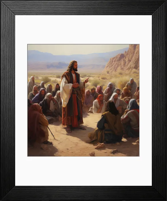 Framed Print : AI IMAGE - Illustration of Jesus preaching, 2023. Creator: Heritage Images Framed Print : AI IMAGE - Illustration of Jesus preaching, 2023. Creator: Heritage Images