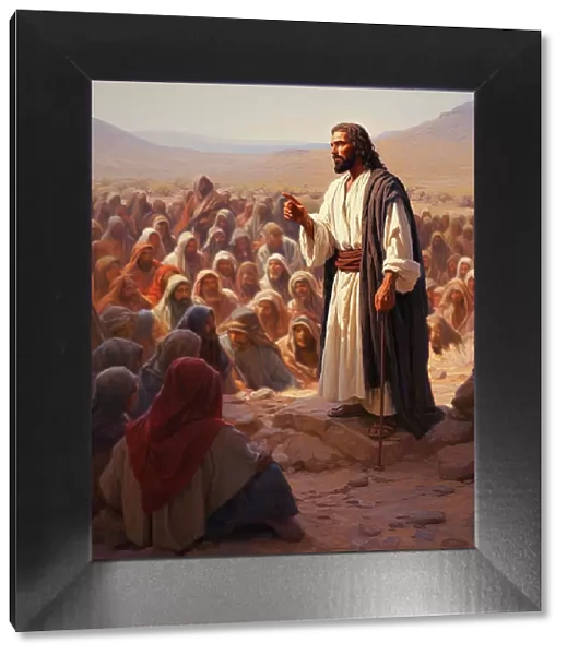 AI IMAGE - Illustration of Jesus preaching, 2023. Creator: Heritage Images