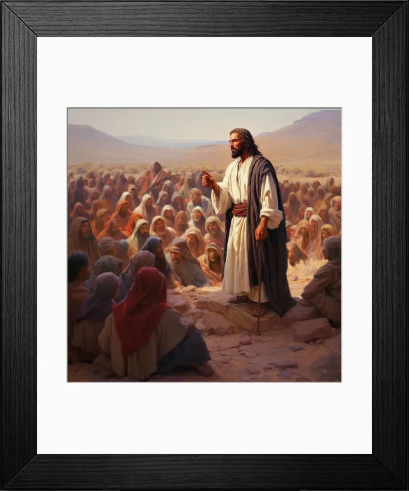 Framed Print : AI IMAGE - Illustration of Jesus preaching, 2023. Creator: Heritage Images Framed Print : AI IMAGE - Illustration of Jesus preaching, 2023. Creator: Heritage Images