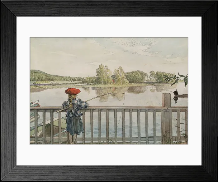 Framed Print : Lisbeth Angling. From A Home (26 watercolours). Creator: Carl Larsson Framed Print : Lisbeth Angling. From A Home (26 watercolours). Creator: Carl Larsson