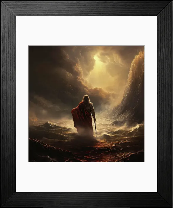 Framed Print : AI IMAGE - Illustration of Moses parting the Red Sea, 2023. Creator: Heritage Images Framed Print : AI IMAGE - Illustration of Moses parting the Red Sea, 2023. Creator: Heritage Images