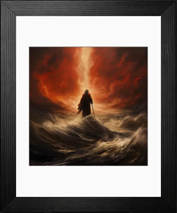 Framed Print : AI IMAGE - Illustration of Moses parting the Red Sea, 2023. Creator: Heritage Images Framed Print : AI IMAGE - Illustration of Moses parting the Red Sea, 2023. Creator: Heritage Images