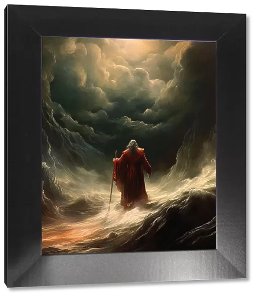 AI IMAGE - Illustration of Moses parting the Red Sea, 2023. Creator: Heritage Images