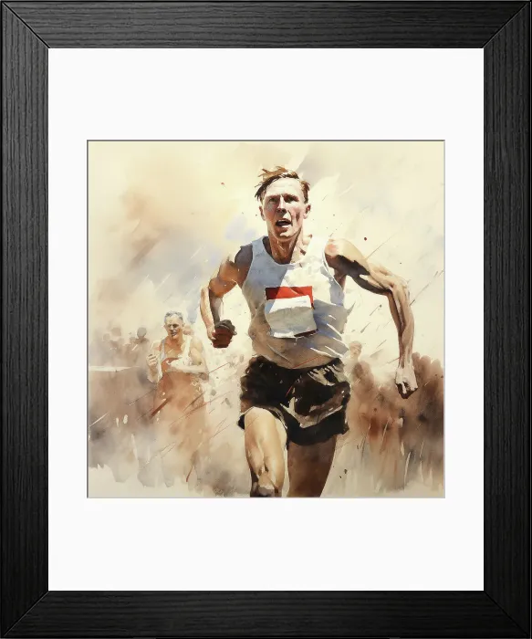 Framed Print : AI IMAGE - Illustration of Roger Bannister, 1950s, (2023). Creator: Heritage Images Framed Print : AI IMAGE - Illustration of Roger Bannister, 1950s, (2023). Creator: Heritage Images