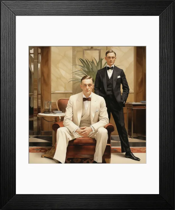Framed Print : AI IMAGE - Illustration of two 1920s gentlemen, 2023. Creator: Heritage Images Framed Print : AI IMAGE - Illustration of two 1920s gentlemen, 2023. Creator: Heritage Images