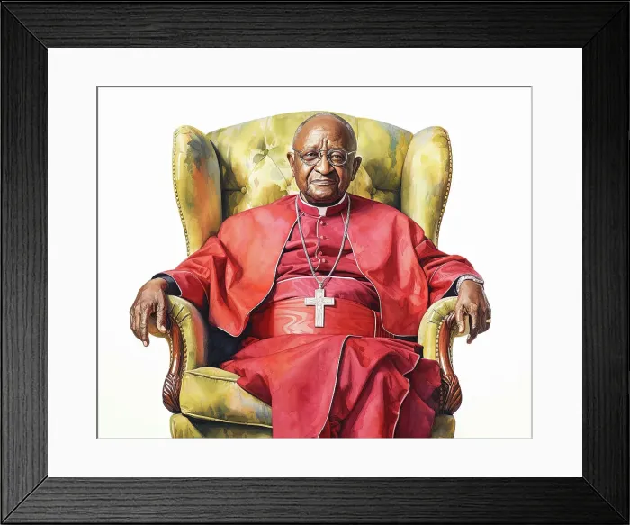 Framed Print : AI IMAGE - Portrait of Archbishop Desmond Tutu, 2020s, (2023). Creator: Heritage Images Framed Print : AI IMAGE - Portrait of Archbishop Desmond Tutu, 2020s, (2023). Creator: Heritage Images