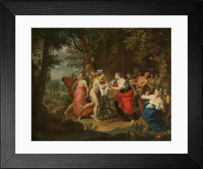 Framed Print : Mercury Confiding the Child Bacchus to the Nymphs on Nysa, 18th century. Creator: Marcus Tuscher Framed Print : Mercury Confiding the Child Bacchus to the Nymphs on Nysa, 18th century. Creator: Marcus Tuscher