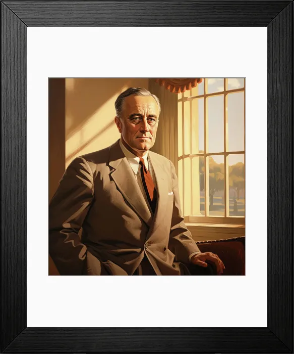 Framed Print : AI IMAGE - Portrait of Franklin D Rosevelt, 1940s, (2023). Creator: Heritage Images Framed Print : AI IMAGE - Portrait of Franklin D Rosevelt, 1940s, (2023). Creator: Heritage Images