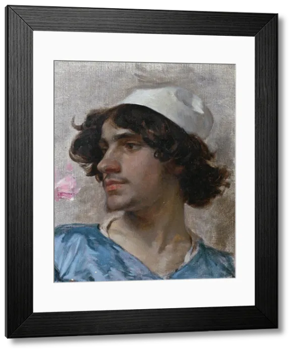 Framed Print : Head of Young man. Study, c19th century. Creator: Charles Bargue Framed Print : Head of Young man. Study, c19th century. Creator: Charles Bargue